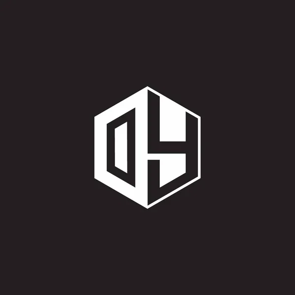 Logo Monogram Hexagon Black Background Negative Space Style — Wektor stockowy