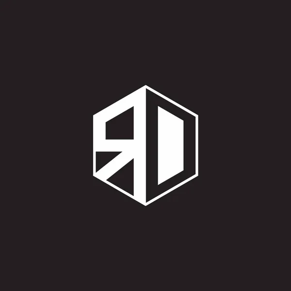 Logo Monogram Hexagon Black Background Negative Space Style — ストックベクタ