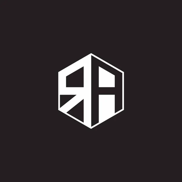 Logo Monogram Hexagon Black Background Negative Space Style — Stock vektor