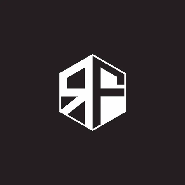 Logo Monogram Hexagon Black Background Negative Space Style — Stockový vektor