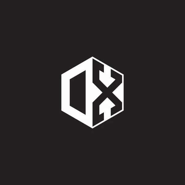 Logo Monogram Hexagon Black Background Negative Space Style —  Vetores de Stock