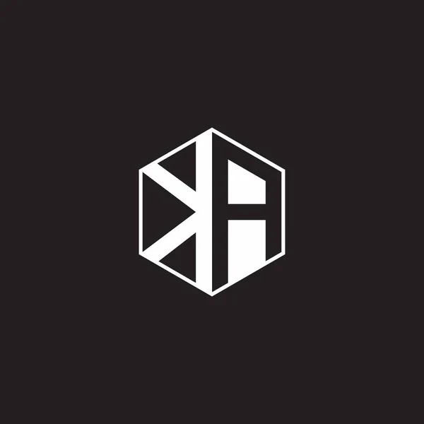 Logo Monogram Hexagon Black Background Negative Space Style — Stock vektor