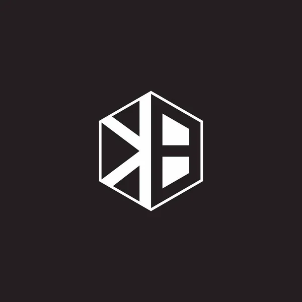 Logo Monogram Hexagon Black Background Negative Space Style — Stockvector