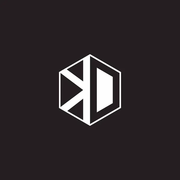 Logo Monogram Hexagon Black Background Negative Space Style — Wektor stockowy