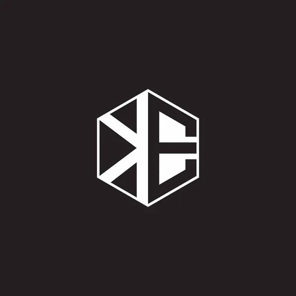 Logo Monogram Hexagon Black Background Negative Space Style — Stock vektor