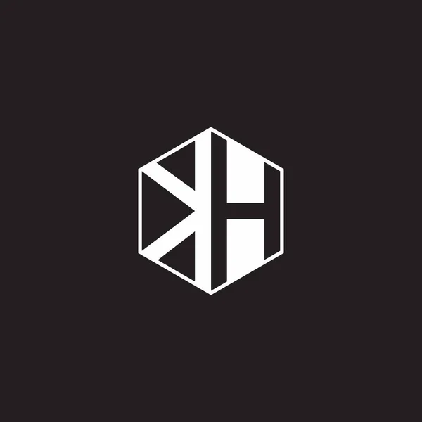 Logo Monogram Hexagon Black Background Negative Space Style — Archivo Imágenes Vectoriales