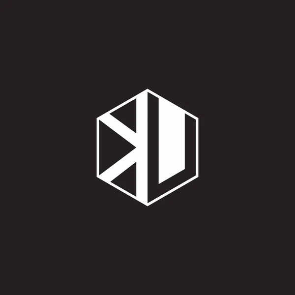 Logo Monogram Hexagon Black Background Negative Space Style — Stock vektor