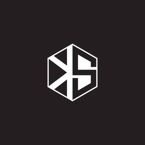 Logo Monogram Hexagon Black Background Negative Space Style — Stock vektor