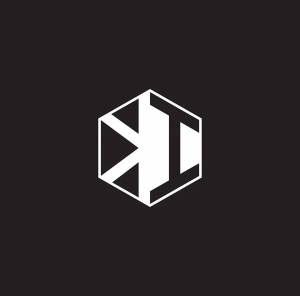 Logo Monogram Hexagon Black Background Negative Space Style — 图库矢量图片
