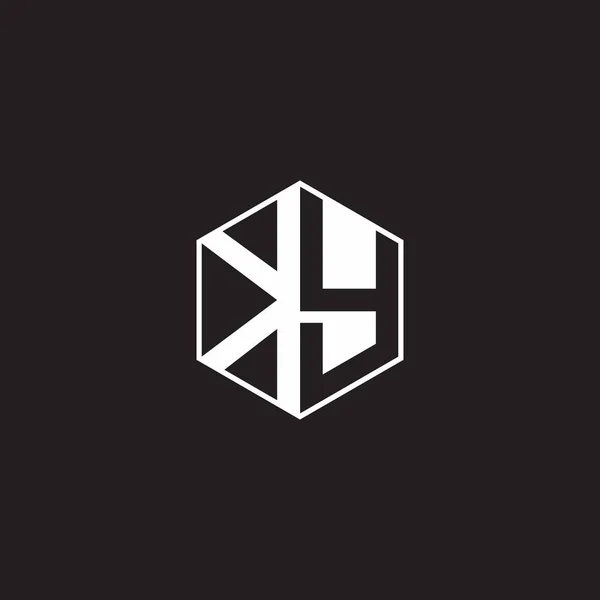 Logo Monogram Hexagon Black Background Negative Space Style — Stok Vektör