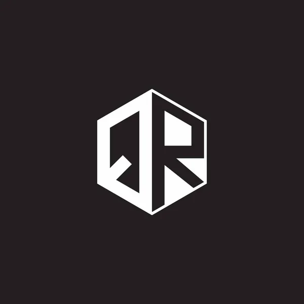 Logo Monogram Hexagon Black Background Negative Space Style — Wektor stockowy