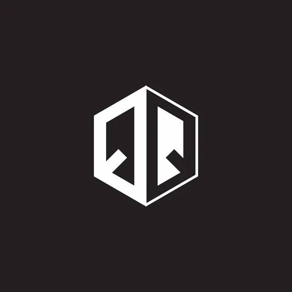 Logo Monogram Hexagon Black Background Negative Space Style — Vetor de Stock