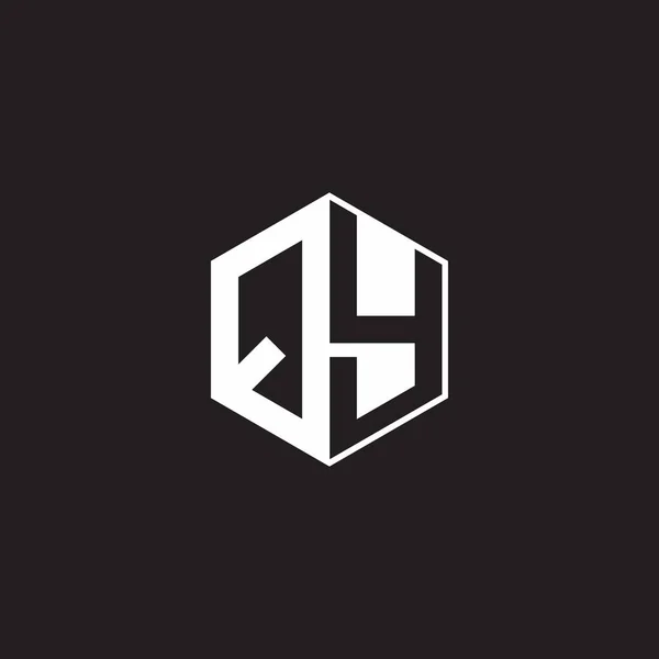 Logo Monogram Hexagon Black Background Negative Space Style — Image vectorielle