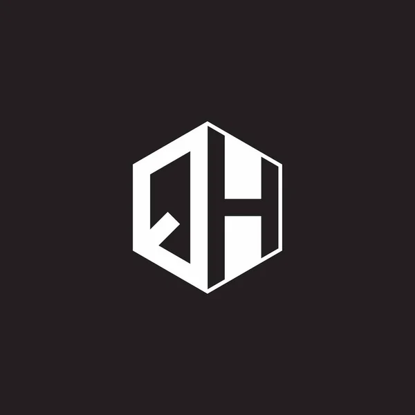 Logo Monogram Hexagon Black Background Negative Space Style — 图库矢量图片