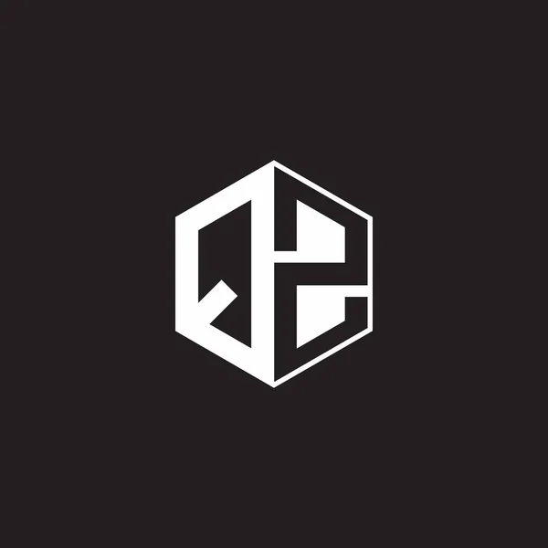 Logo Monogram Hexagon Black Background Negative Space Style — Vetor de Stock