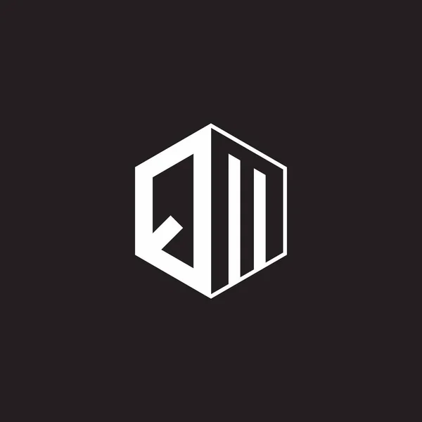 Logo Monogram Hexagon Black Background Negative Space Style — 스톡 벡터