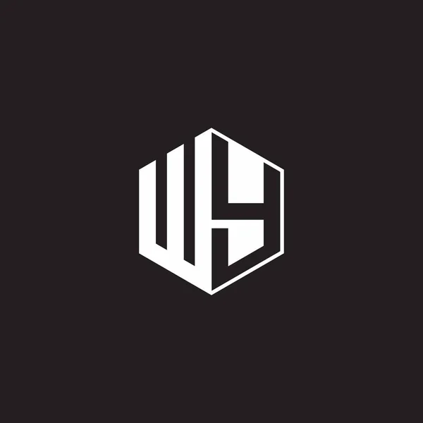 Logo Monogram Hexagon Black Background Negative Space Style — Stockový vektor