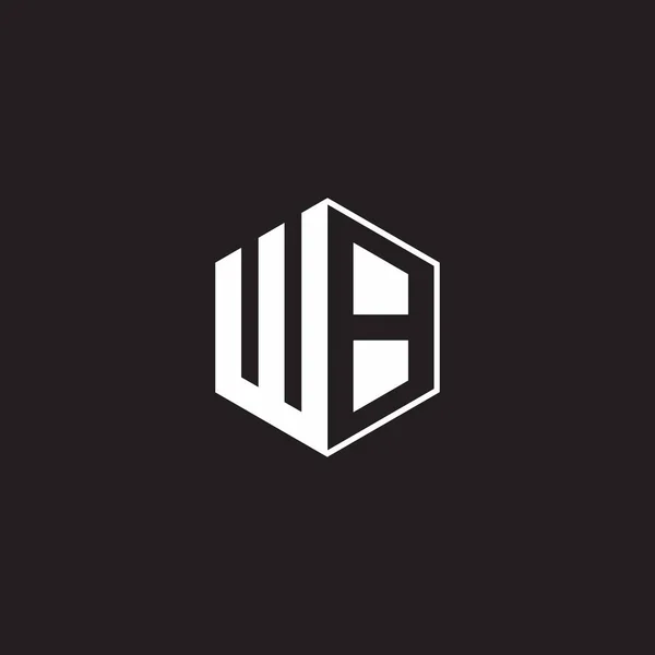 WB W B BW Logo monogram hexagon with black background negative space style