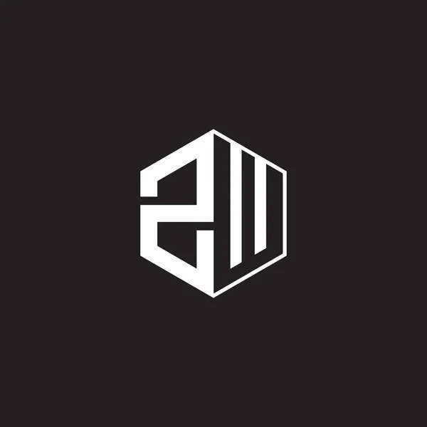 Logo Monogram Hexagon Black Background Negative Space Style — 图库矢量图片