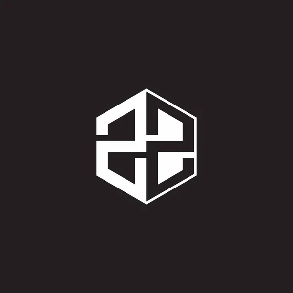 Logo Monogram Hexagon Black Background Negative Space Style — Archivo Imágenes Vectoriales