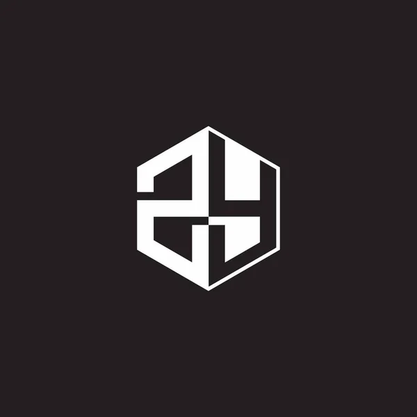 Logo Monogram Hexagon Black Background Negative Space Style —  Vetores de Stock