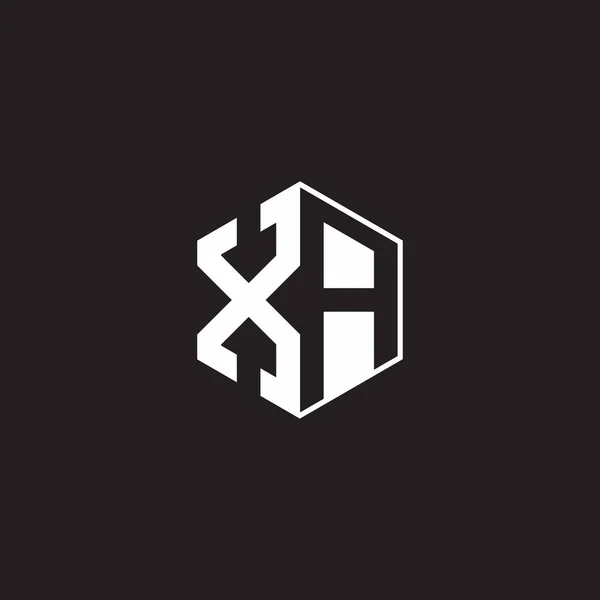 Logo Monogram Hexagon Black Background Negative Space Style — Wektor stockowy