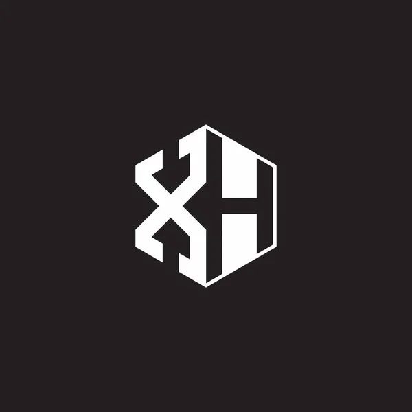 Logo Monogram Hexagon Black Background Negative Space Style — Stock vektor