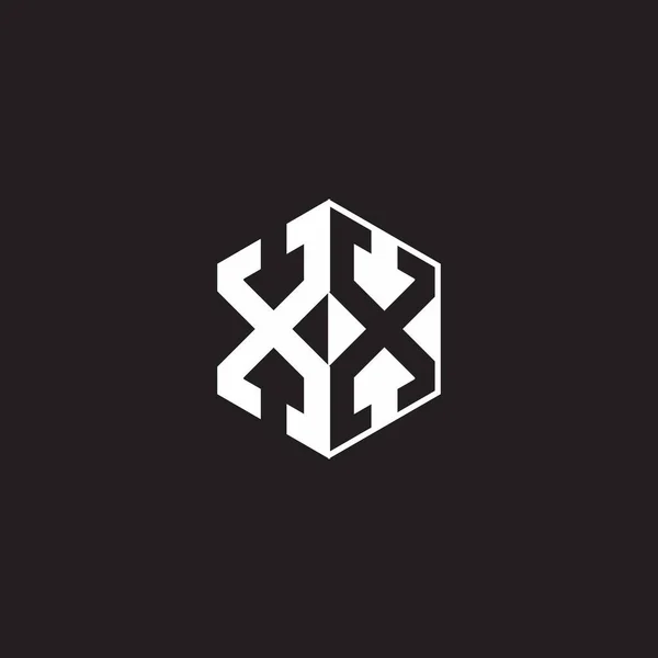 Logo Monogramm Sechseck Mit Schwarzem Hintergrund Negativer Raumstil — Stockvektor