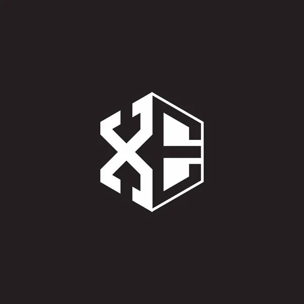 Бывший Логотип Монограммы Шестиугольник Черным Фоном Отрицательный Пробел Стиль — стоковый вектор
