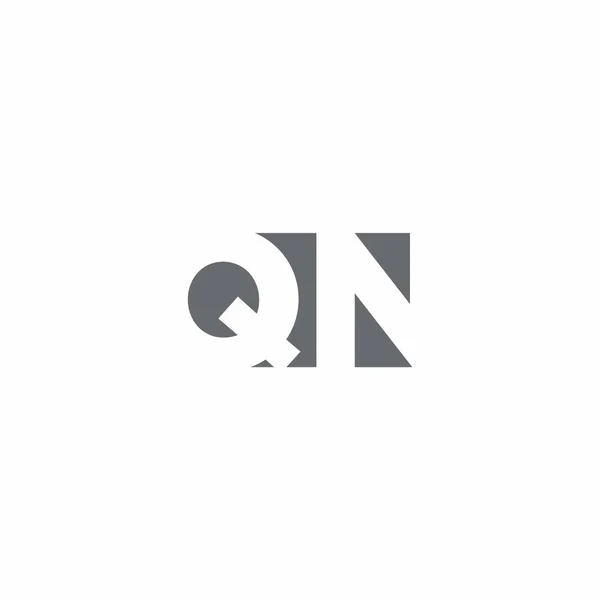 基于白背景的带有负空间风格设计模板的Qn Logo主题图 — 图库矢量图片