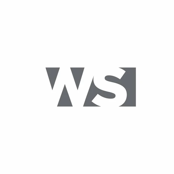 Beyaz arkaplanda izole edilmiş negatif uzay tarzı tasarım şablonuna sahip WS Logo monogramı