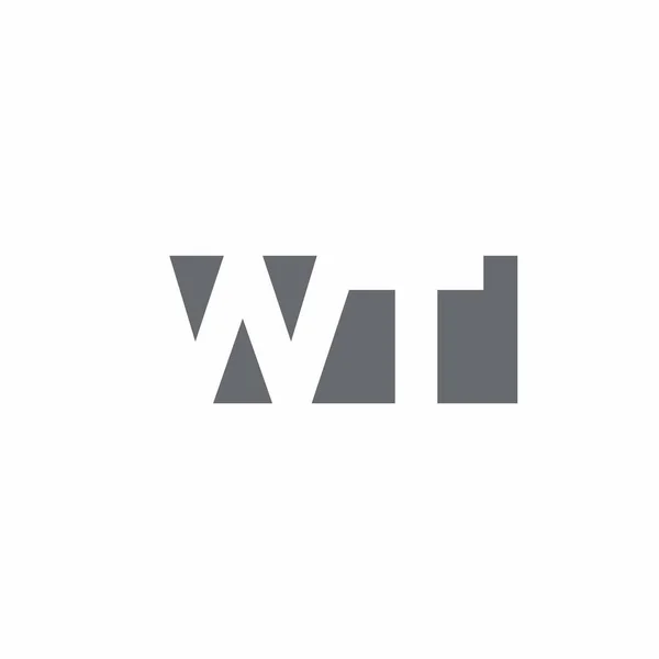 Beyaz arkaplanda izole edilmiş negatif uzay tarzı tasarım şablonuna sahip WT Logo monogramı