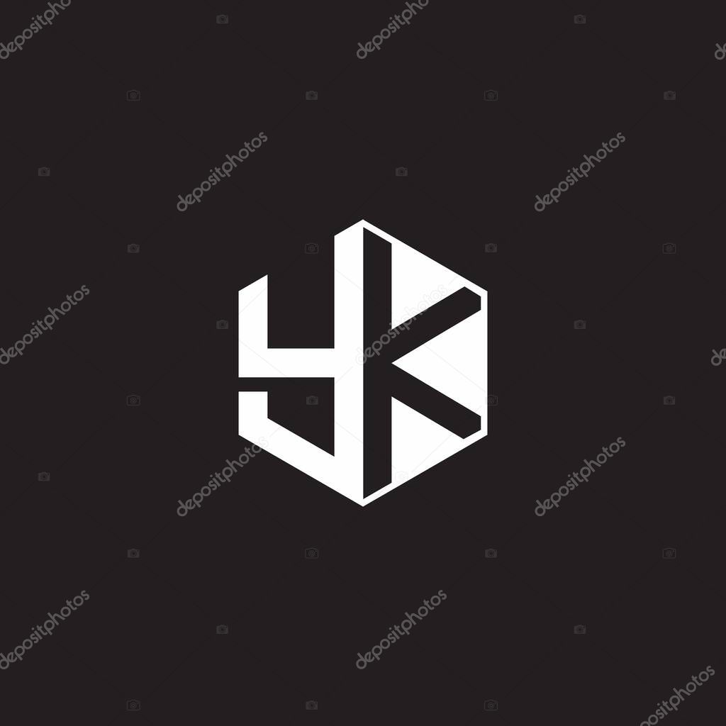 YK Y K KY Logo monogram hexagon with black background negative space style