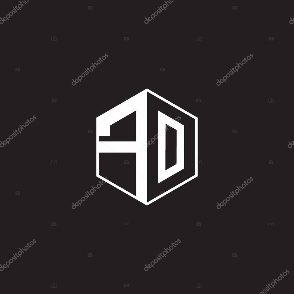 FO F O OF Logo monogram hexagon with black background negative space style