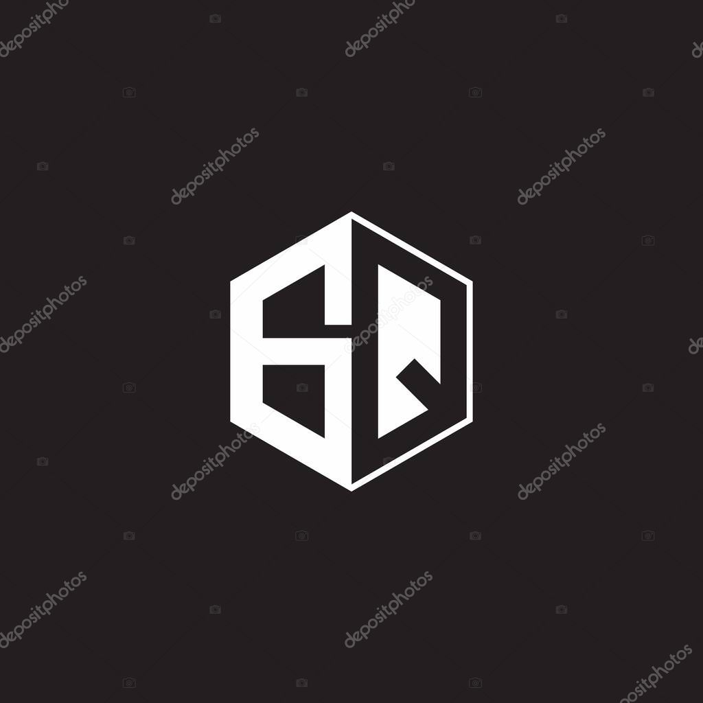 GQ G Q QG Logo monogram hexagon with black background negative space style