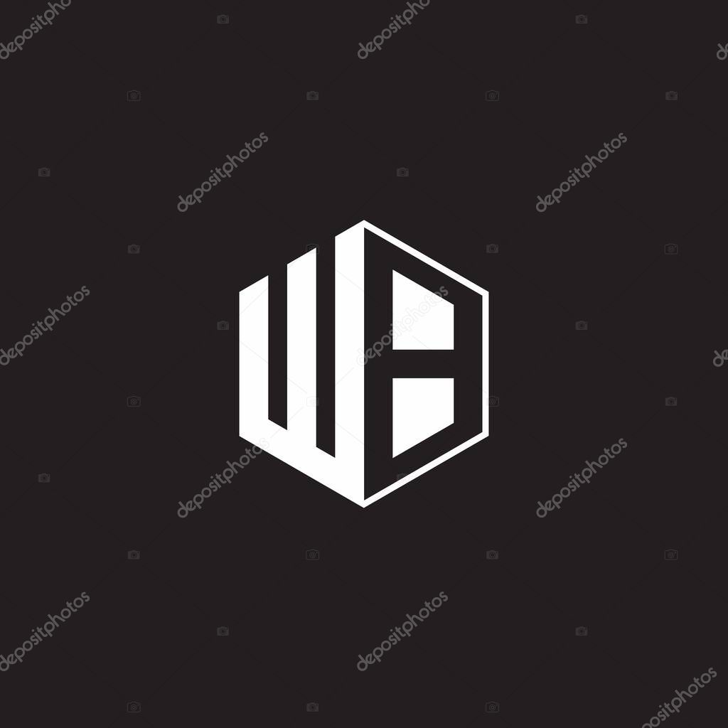 WB W B BW Logo monogram hexagon with black background negative space style