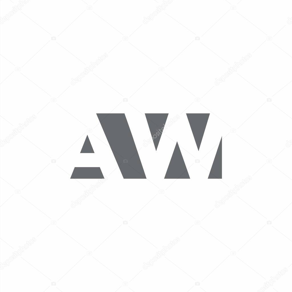 AW Logo monogram with negative space style design template isolated on white background