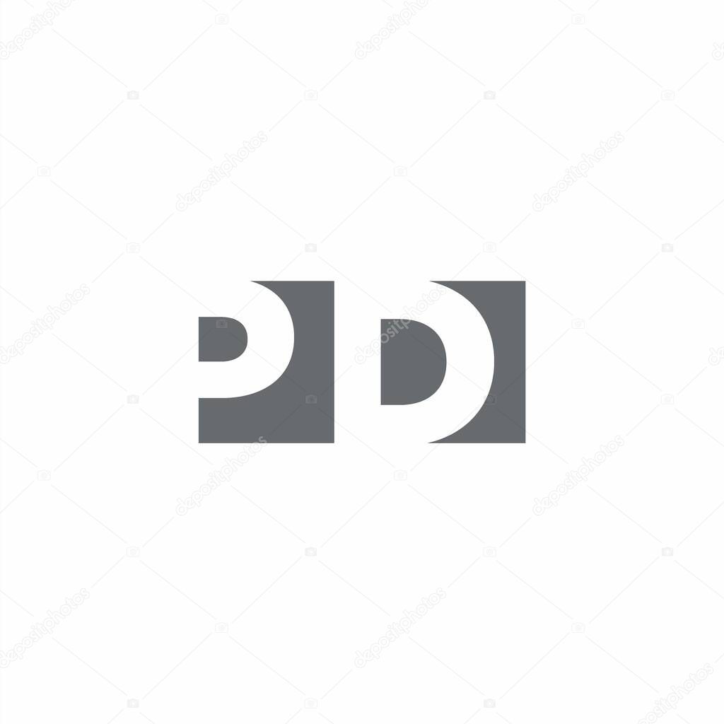 PD Logo monogram with negative space style design template isolated on white background