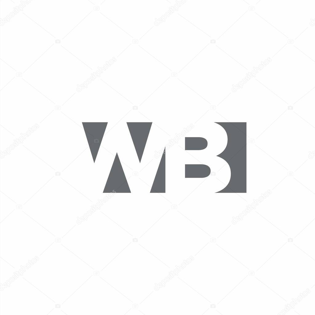 WB Logo monogram with negative space style design template isolated on white background