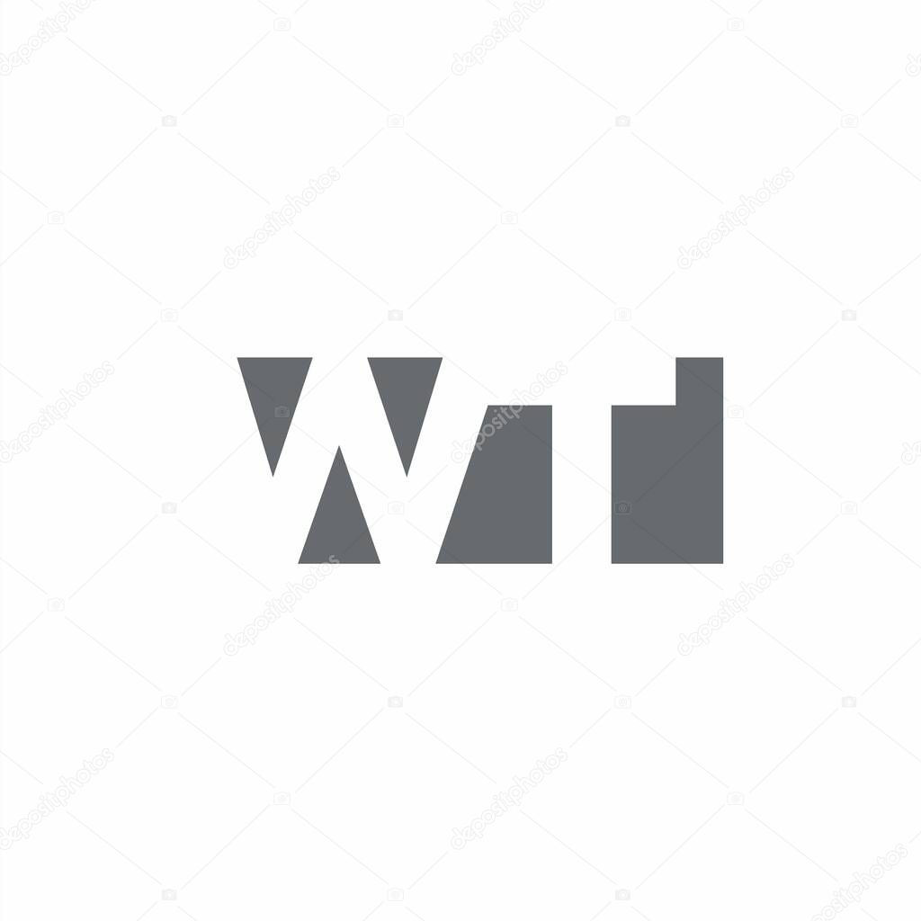 WT Logo monogram with negative space style design template isolated on white background