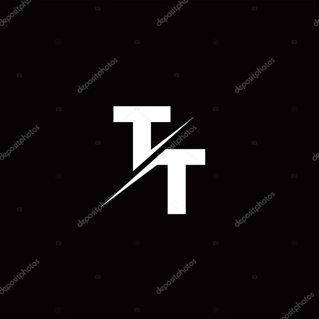 Logo Letter Monogram Slash with Modern logo designs template on Black Color and White background