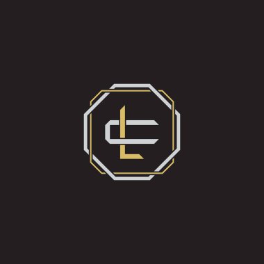 Birbiriyle örtüşen ilk harf logo monogram çizgisi resim biçimi siyah arkaplan şablonu üzerinde izole