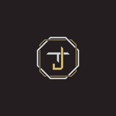 Birbiriyle örtüşen ilk harf logo monogram çizgisi resim biçimi siyah arkaplan şablonu üzerinde izole