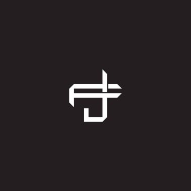 Birbiriyle örtüşen ilk harf logo monogram çizgisi resim biçimi siyah arkaplan şablonu üzerinde izole