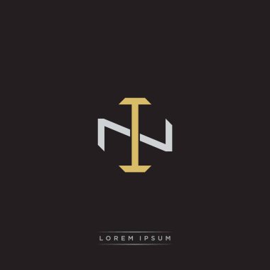 Birbiriyle örtüşen ilk harf logo monogram çizgisi resim biçimi siyah arkaplan şablonu üzerinde izole