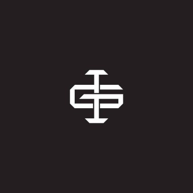 Birbiriyle örtüşen ilk harf logo monogram çizgisi resim biçimi siyah arkaplan şablonu üzerinde izole