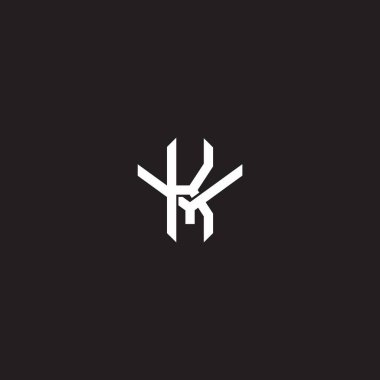 Birbiriyle örtüşen ilk harf logo monogram çizgisi resim biçimi siyah arkaplan şablonu üzerinde izole