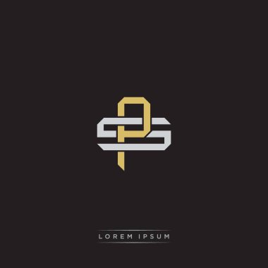 Birbiriyle örtüşen ilk harf logo monogram çizgisi resim biçimi siyah arkaplan şablonu üzerinde izole