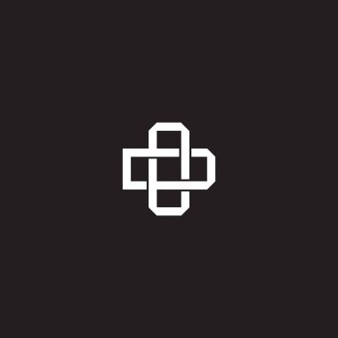 Birbiriyle örtüşen ilk harf logo monogram çizgisi resim biçimi siyah arkaplan şablonu üzerinde izole