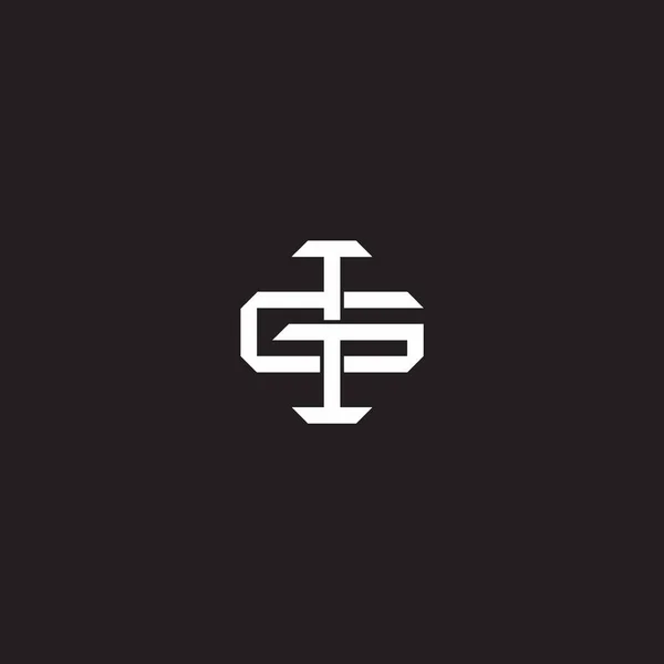 Birbiriyle örtüşen ilk harf logo monogram çizgisi resim biçimi siyah arkaplan şablonu üzerinde izole
